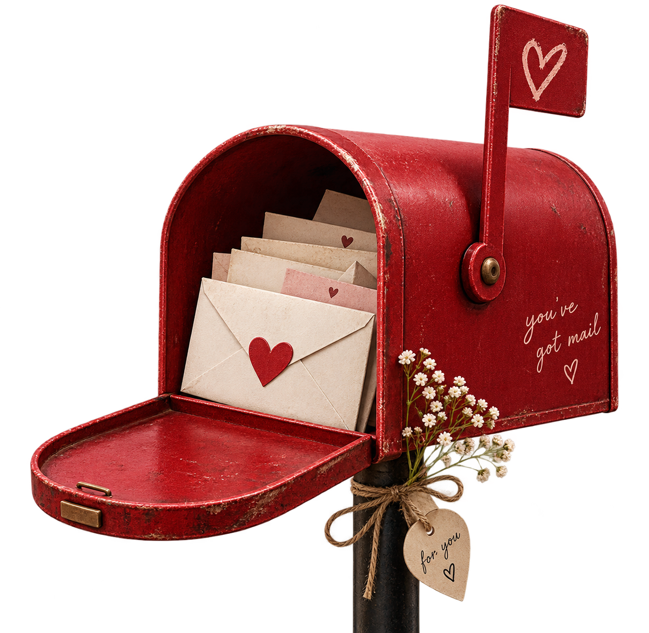 An open vintage mailbox